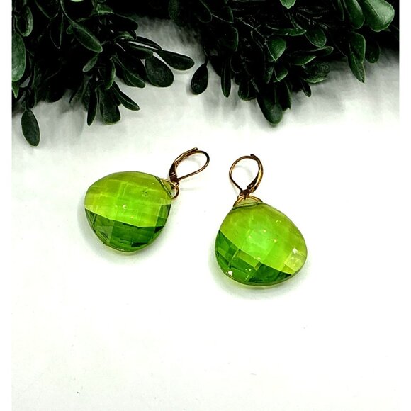 Faceted Teardrop Earrings Set In Assorted Colors With Gold-Plated Hooks - Picture 3 of 13